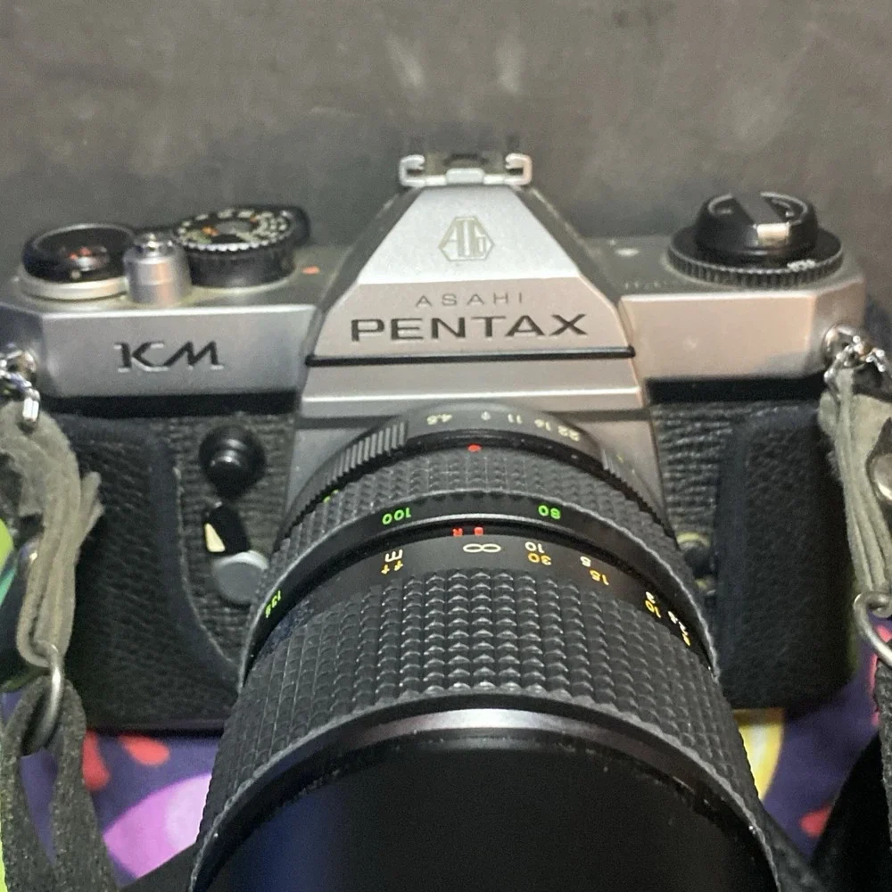 Vintage Pentax Asahi KM Camera w/ Toyo Optics Zoom Lens Nice See Pics W/ Case B2